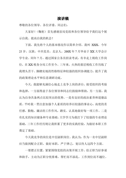 国税局中层副职竞岗演讲