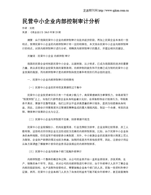 民营中小企业内部控制审计分析