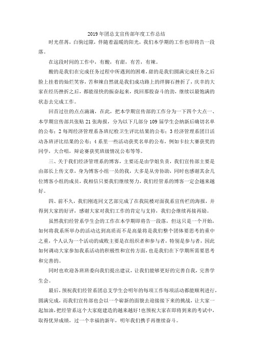最新-2019年团总支宣传部年度工作总结 精品