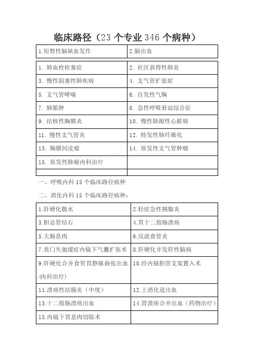 临床路径病种