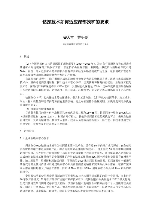 钻探技术如何适应深部找矿的要求
