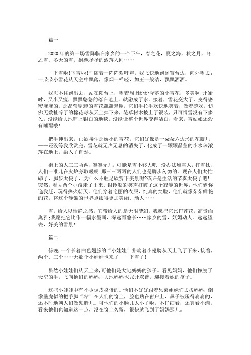 精选最新2020第一场雪小学作文范文5篇