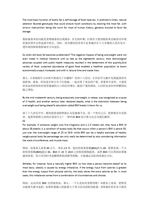什么是肥胖 中英文演讲稿