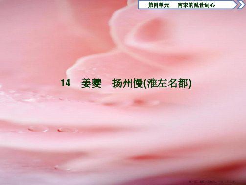 学年高中语文第四单元南宋的乱世词心14姜夔扬州慢淮左名都课件鲁人版选修唐诗宋词蚜