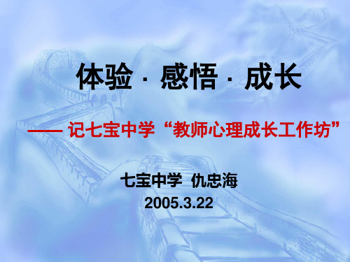 体验·感悟 ·成长 —— 记七宝中学“教师心理成长工作坊”
