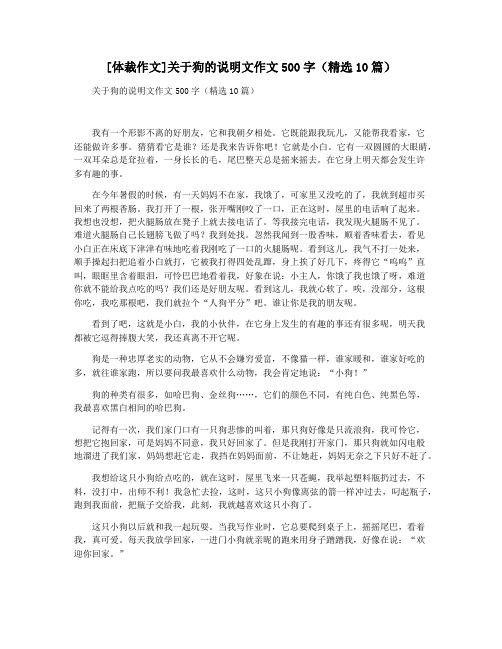 [体裁作文]关于狗的说明文作文500字(精选10篇)