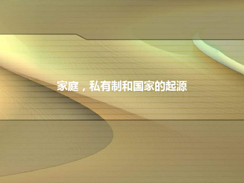家庭私有制与国家的起源