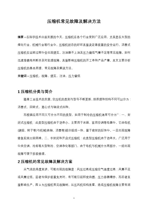 压缩机常见故障及解决方法