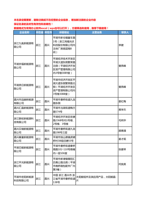 2020新版浙江省嘉兴新能源工商企业公司名录名单黄页联系方式大全81家