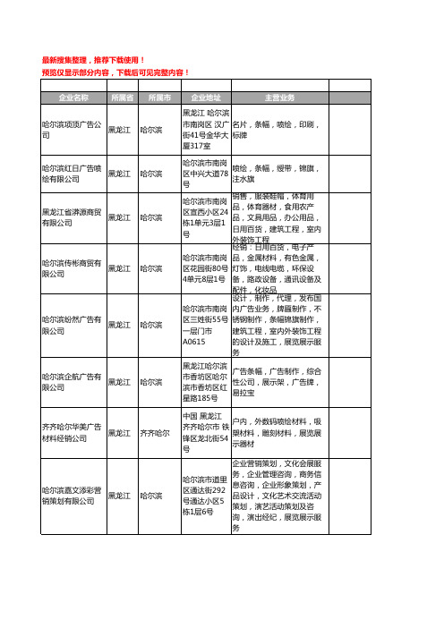 新版黑龙江省广告条幅工商企业公司商家名录名单联系方式大全34家