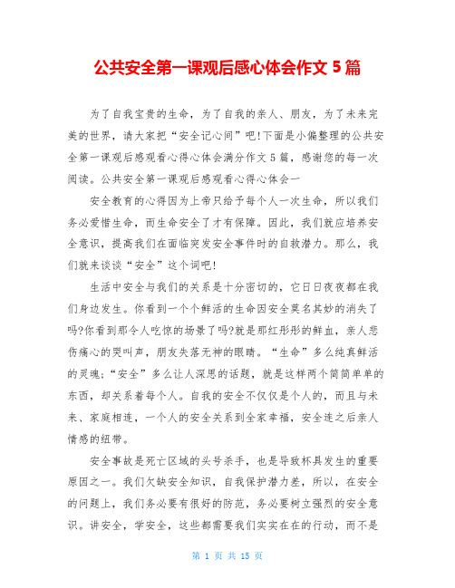 公共安全第一课观后感心体会作文5篇