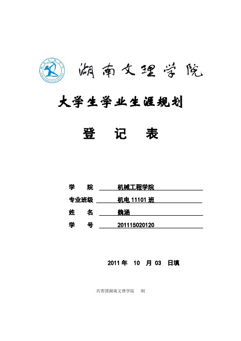大学生学业生涯规划登记表11