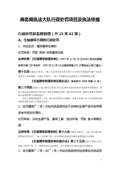 商务局执法大队行政处罚项目及执法依据详细内容