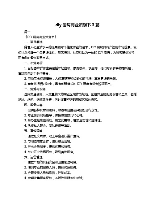 diy厨房商业策划书3篇