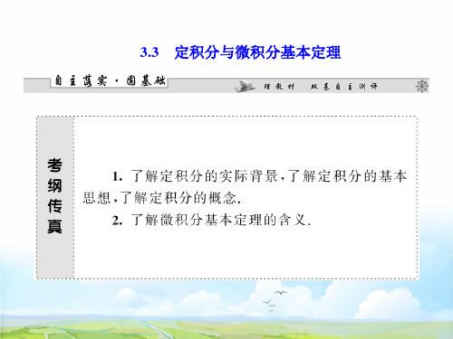 人教版高三数学一轮复习精品课件1：3.3 定积分与微积分基本定理
