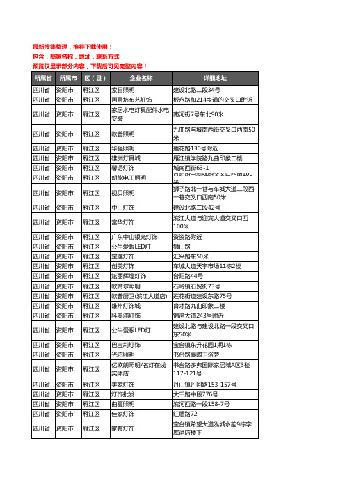 新版四川省资阳市雁江区灯饰企业公司商家户名录单联系方式地址大全91家