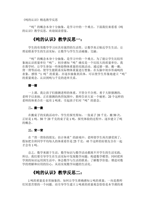 《吨的认识》教学反思