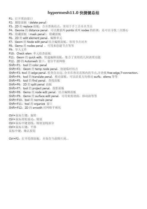 hypermesh11.0快捷键总结