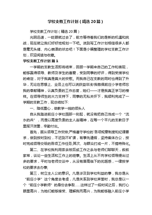 学校支教工作计划（精选20篇）