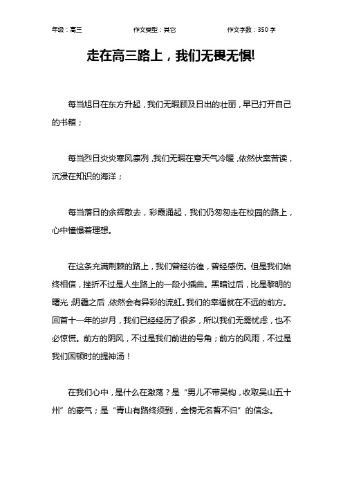 走在高三路上,我们无畏无惧!作文【高中高三400字】