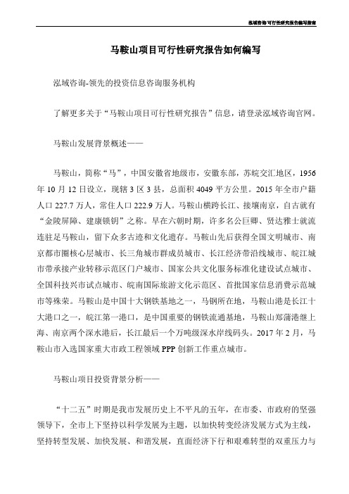 马鞍山项目可行性研究报告如何编写