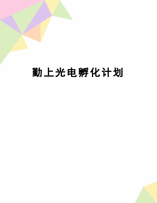 【精品】勤上光电孵化计划