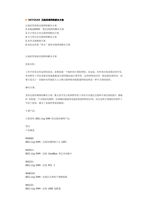 NETGEAR 无线局域网络解决方案