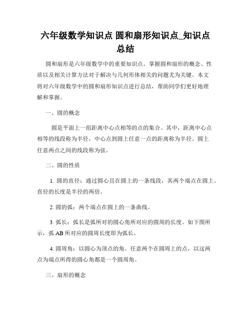 六年级数学知识点 圆和扇形知识点_知识点总结