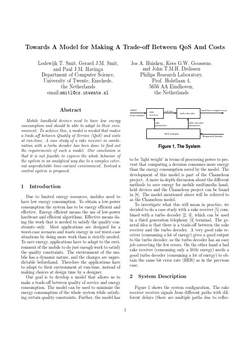 Towards a model for making a trade-off between QoS and costs