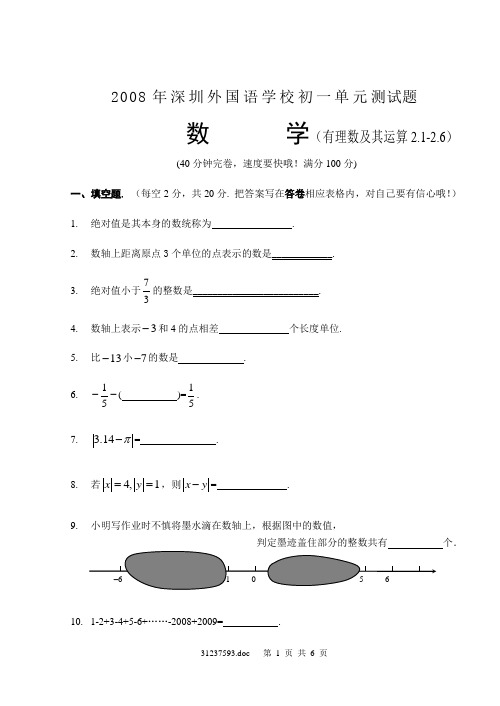 2008年深圳外国语学校初一单元测试题