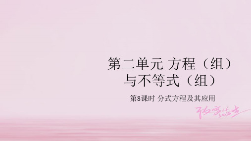 中考数学总复习基础知识梳理第2单元方程组与不等式组2.3分式方程及其应用课件