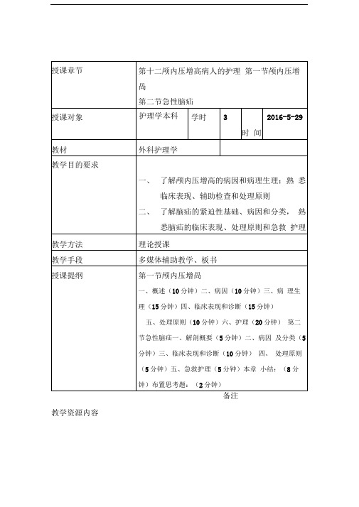 颅内压增高教案