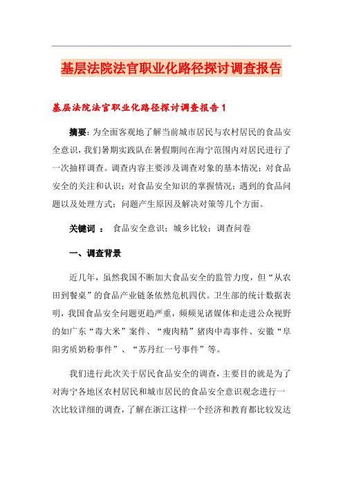 基层法院法官职业化路径探讨调查报告