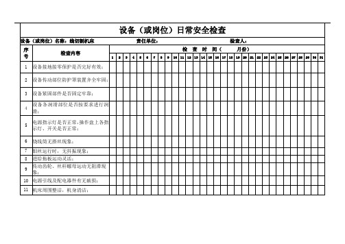 线切割机床日常安全检查表