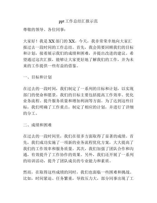 ppt工作总结汇报示范