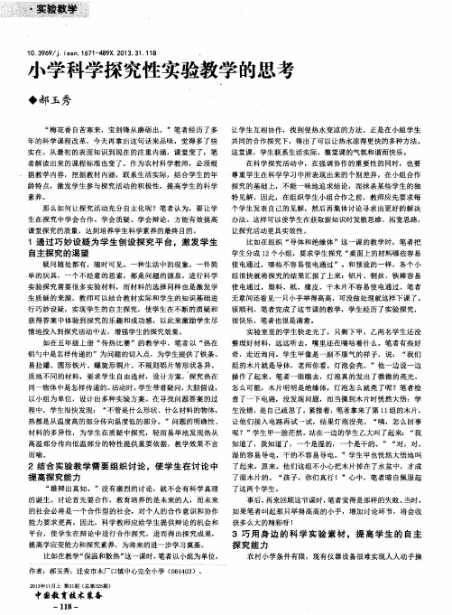 小学科学探究性实验教学的思考
