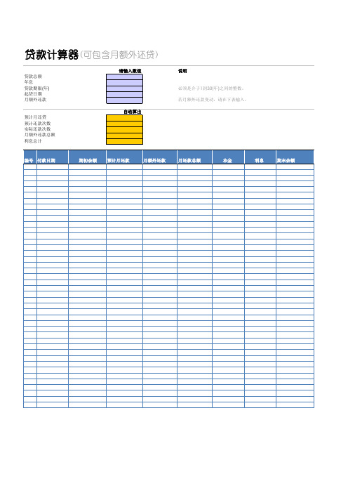 贷款计算器表Excel模板