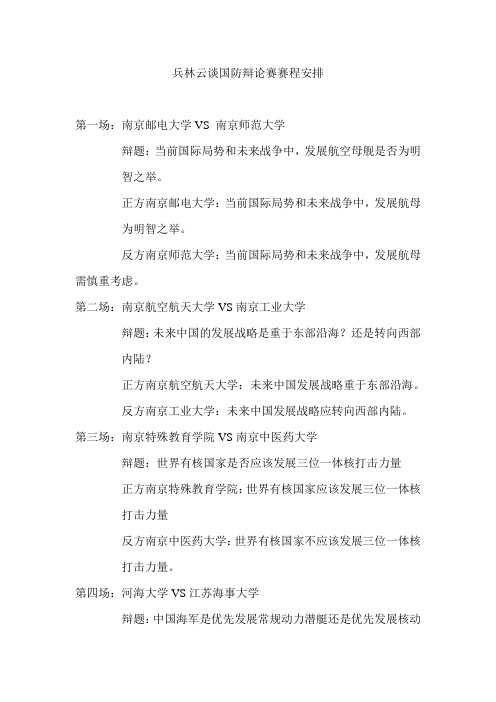 兵林云谈国防辩论赛辩题及对阵