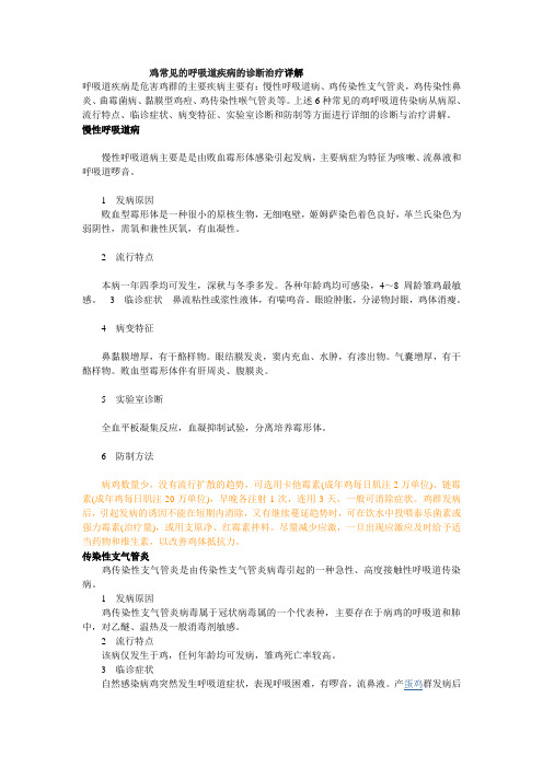 鸡常见的呼吸道疾病的诊断治疗详解