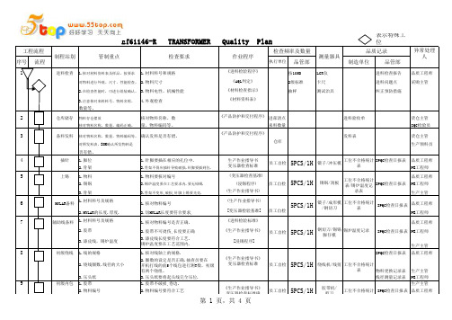 变压器QC质量计划