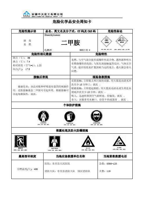 危险化学品安全周知卡-二甲胺