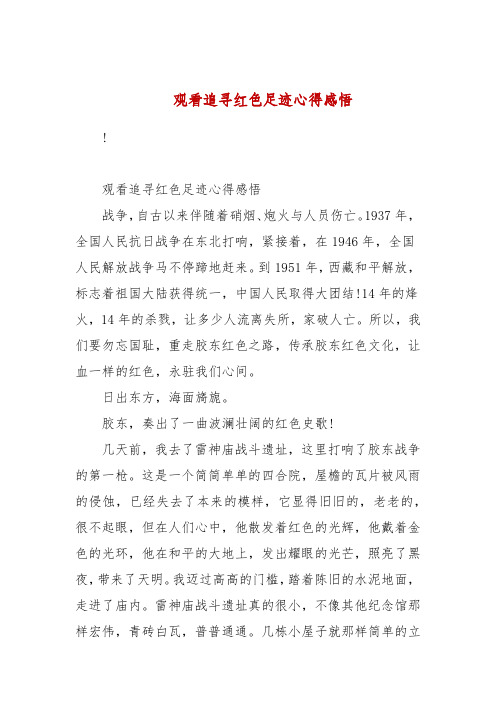 观看追寻红色足迹心得感悟