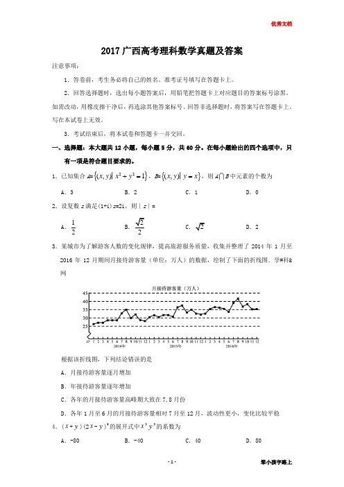 2017广西高考理科数学真题及答案