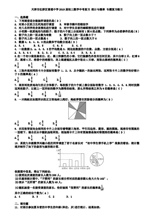 天津市红桥区2019届中考数学复习《》专题练习含答案