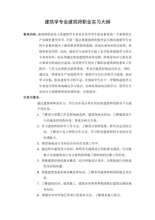 建筑学专业建筑师职业实习大纲