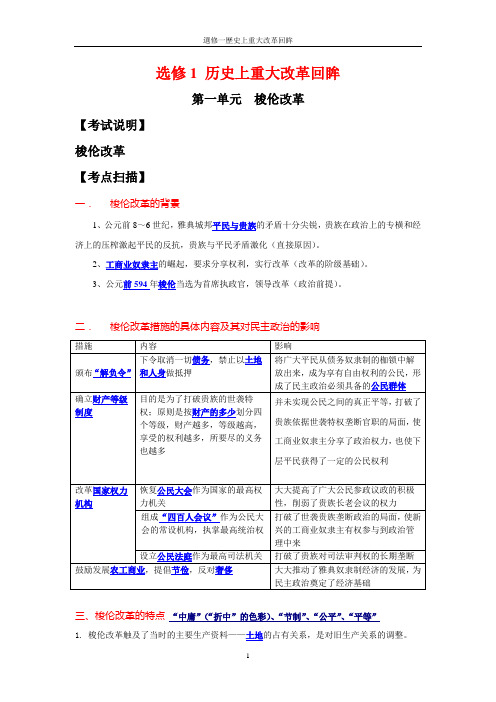 选修1 历史上重大改革回眸——梭伦改革