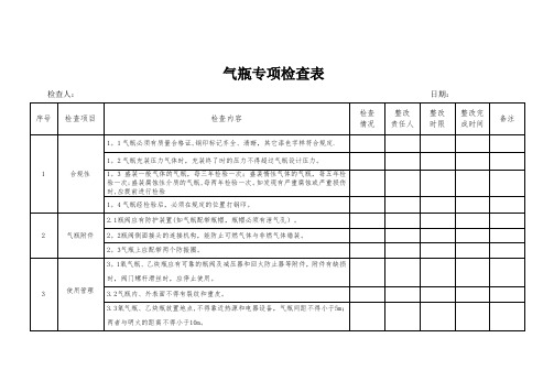 气瓶专项检查表【范本模板】