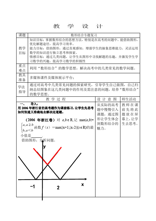 高中数学必修一《数形结合专题复习》优秀教学设计