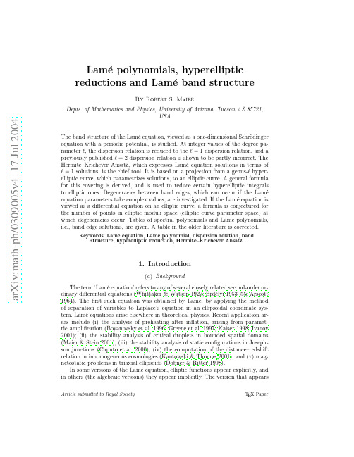 Lam'e polynomials, hyperelliptic reductions and Lam'e band structure