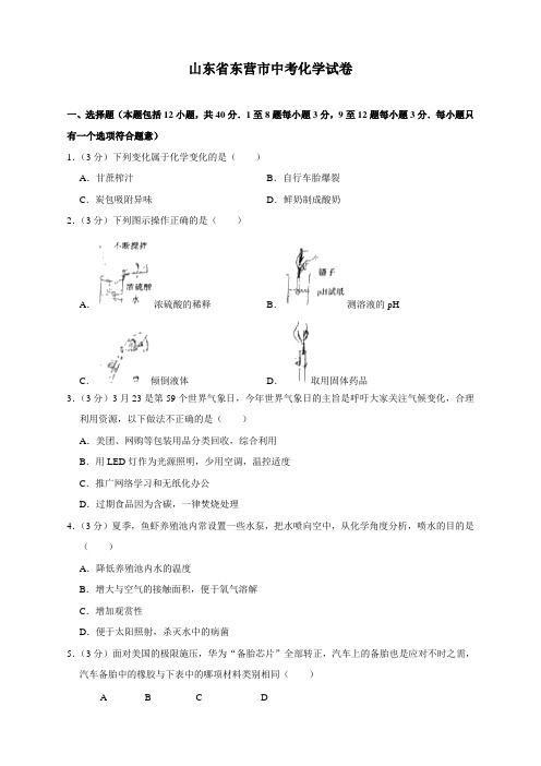 山东省东营市中考化学试题(word版,含解析)